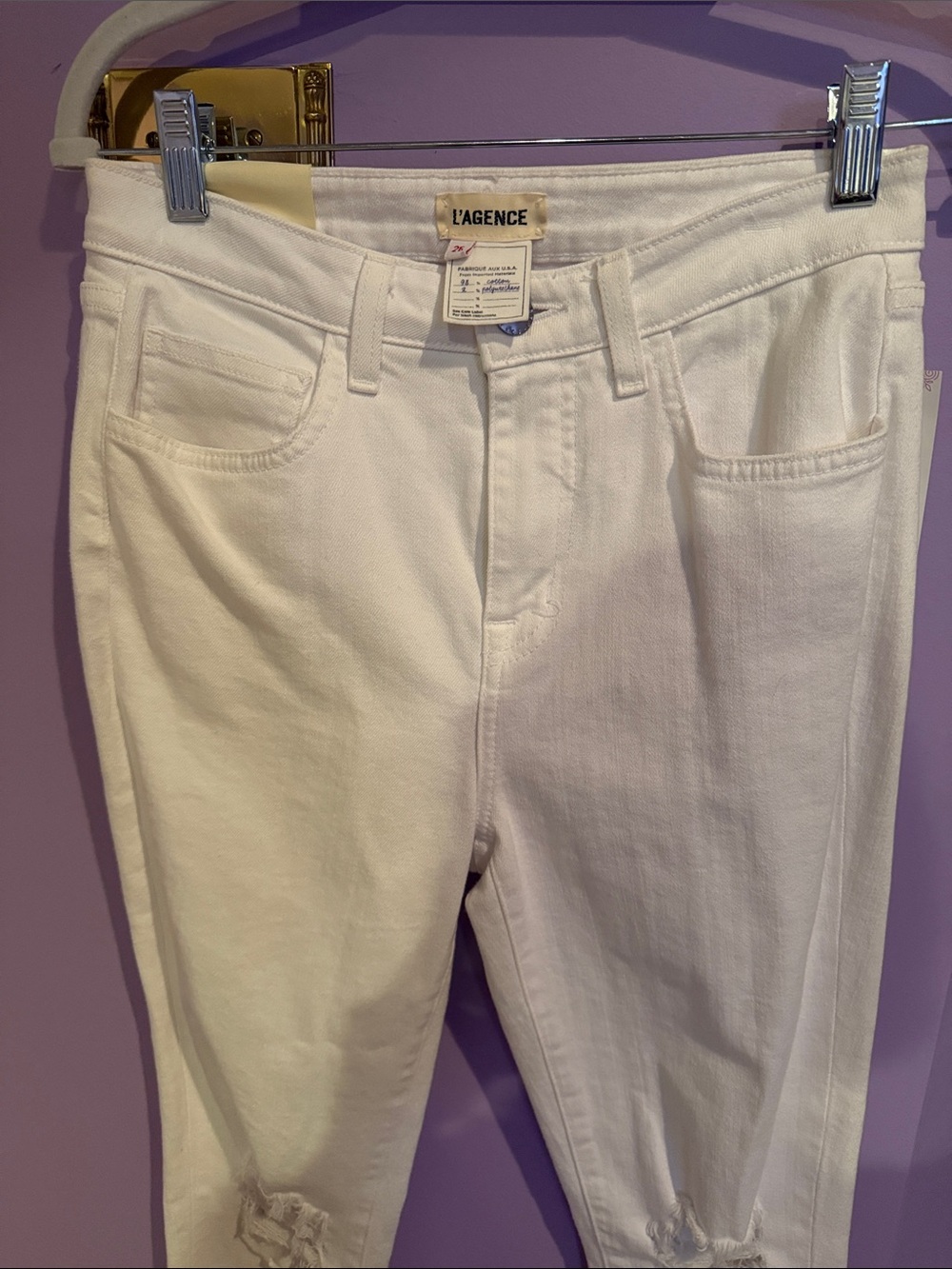 L'AGENCE White Skinny Jeans - High Rise Slim Leg